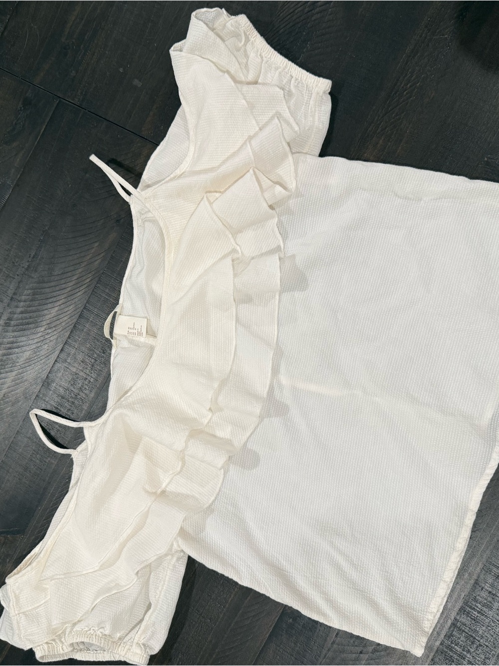 H&M White Ruffle Strap Blouse